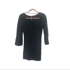 Free People, lace up dress, lacy fabric, size XS, slate blue, EUC